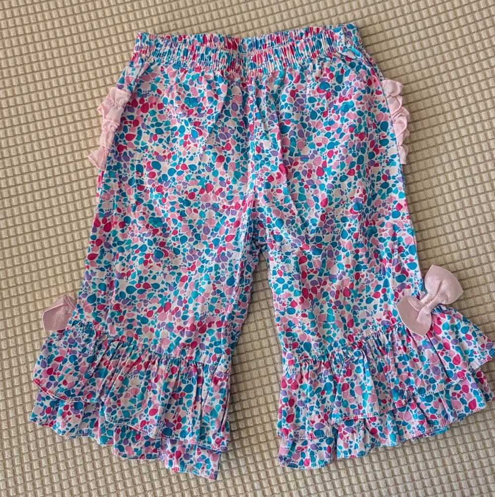 Girls Pink, Blue & Purple Floral Capri Pants